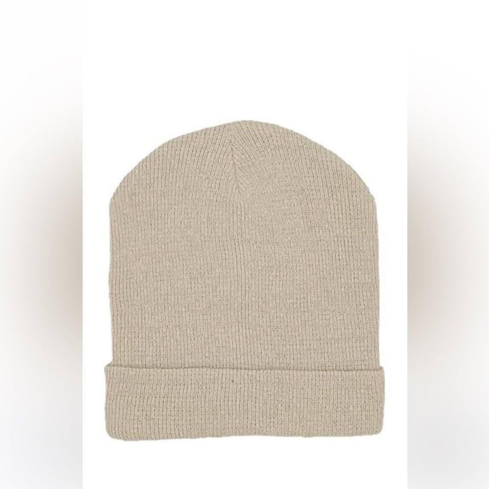 Beige Lightweight Rib Knit Beanie Caps - NEW